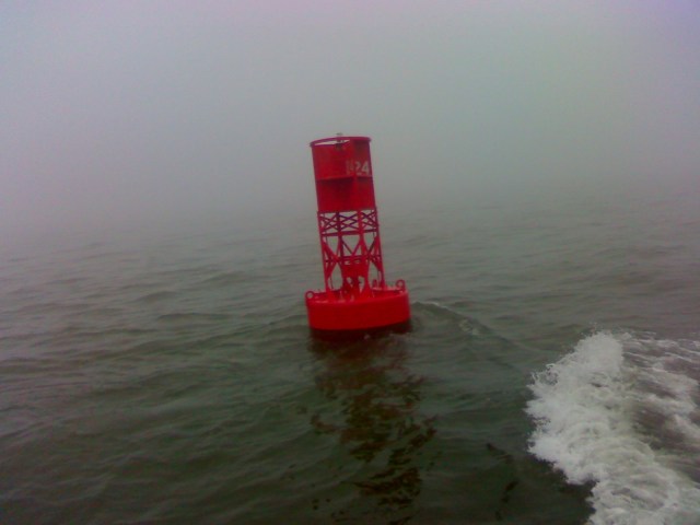 Red Bouy in fog